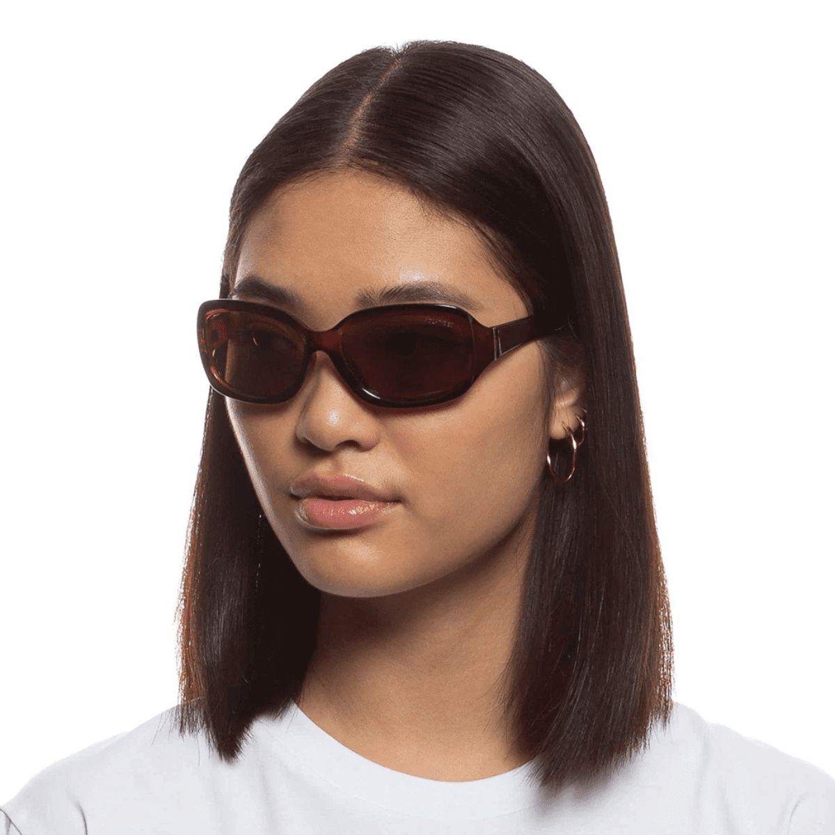2358801 Cancer Council Enviro Elegance Dark Plum polarised womens oval wrap fashion classic sunglass culture side model
