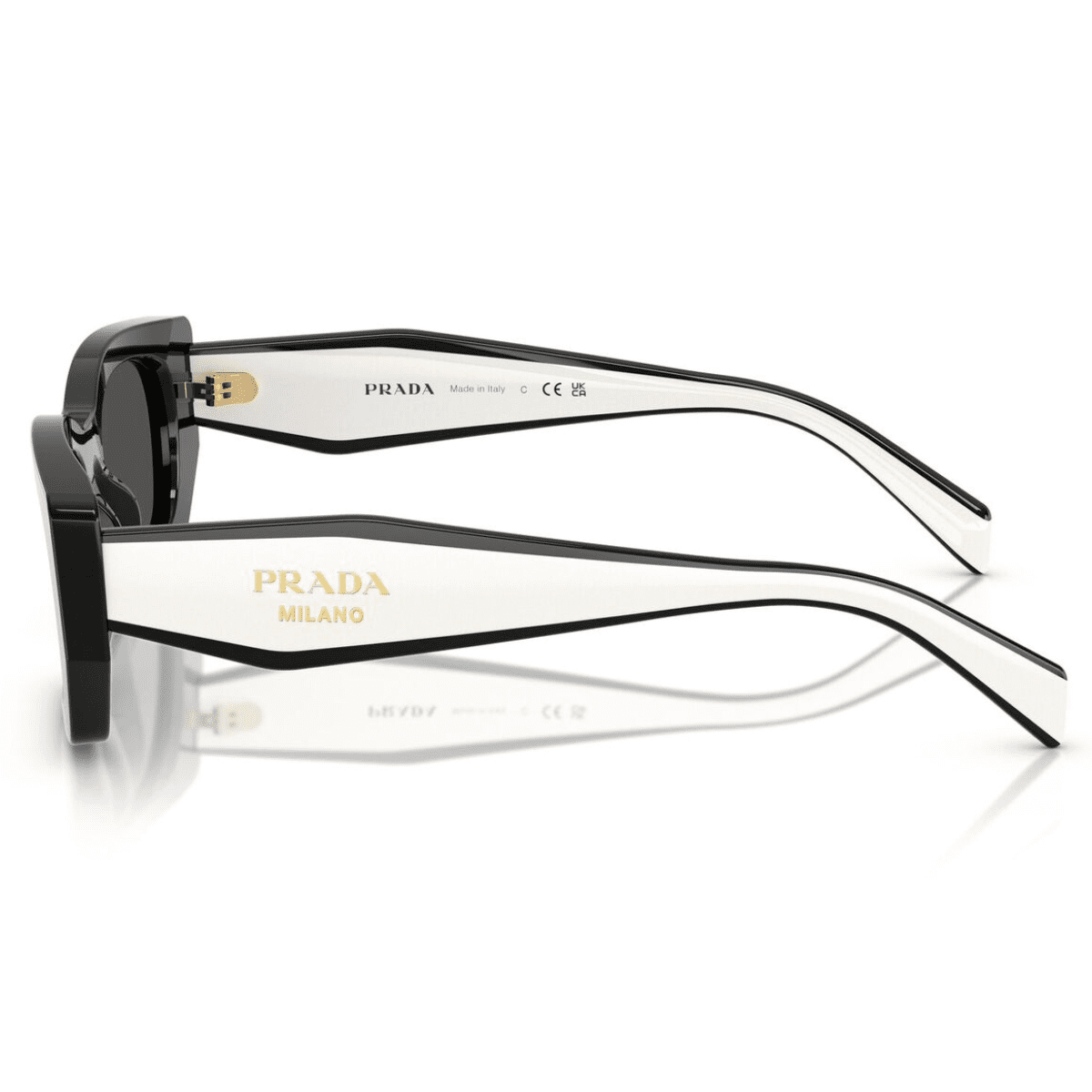 8056262397718 PRADA B05S 09Q082 53 black white geometric rectangle womens sunglass culture side arm