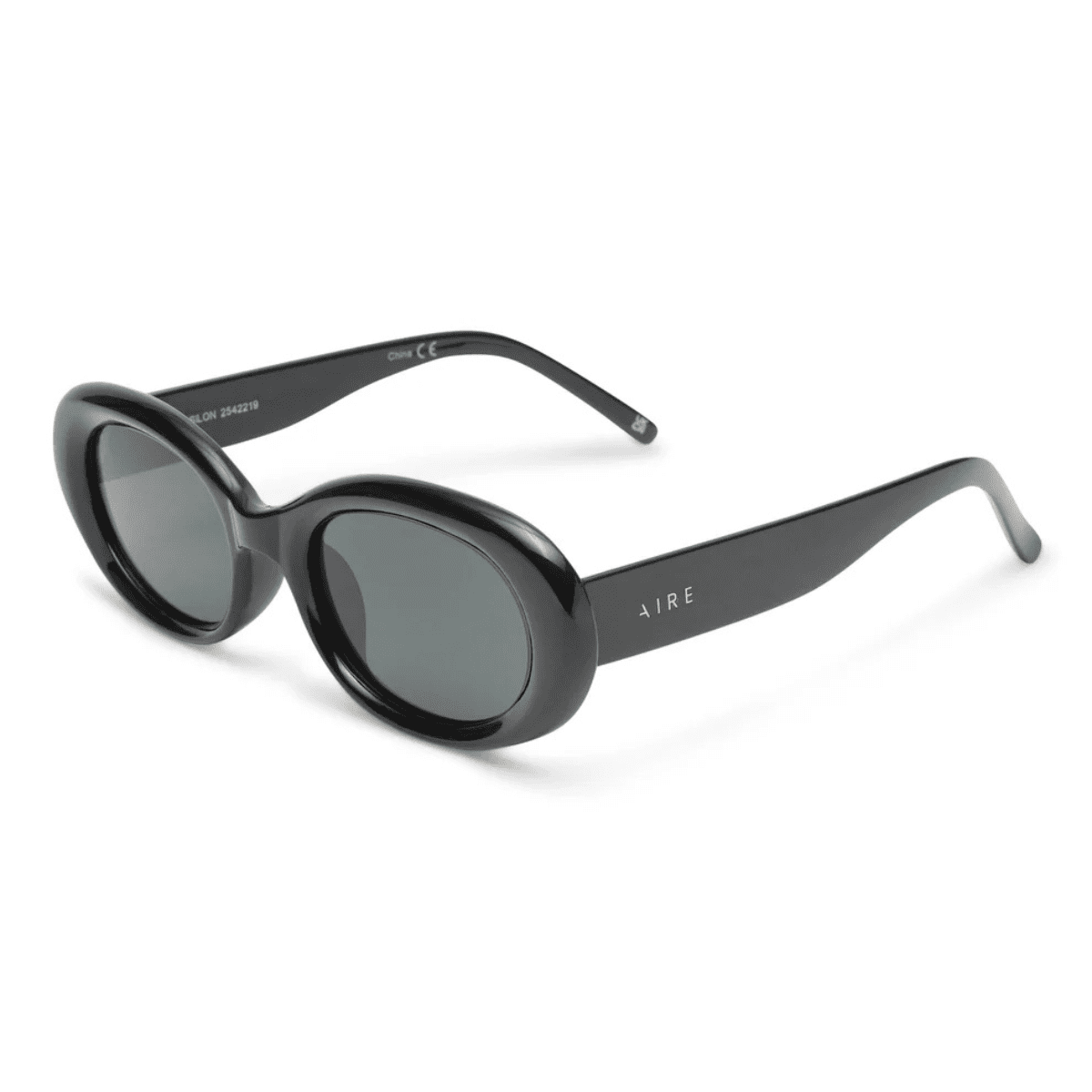 AIRE EPSILON 2542219 black oval sleek slim womens sunglass culture side