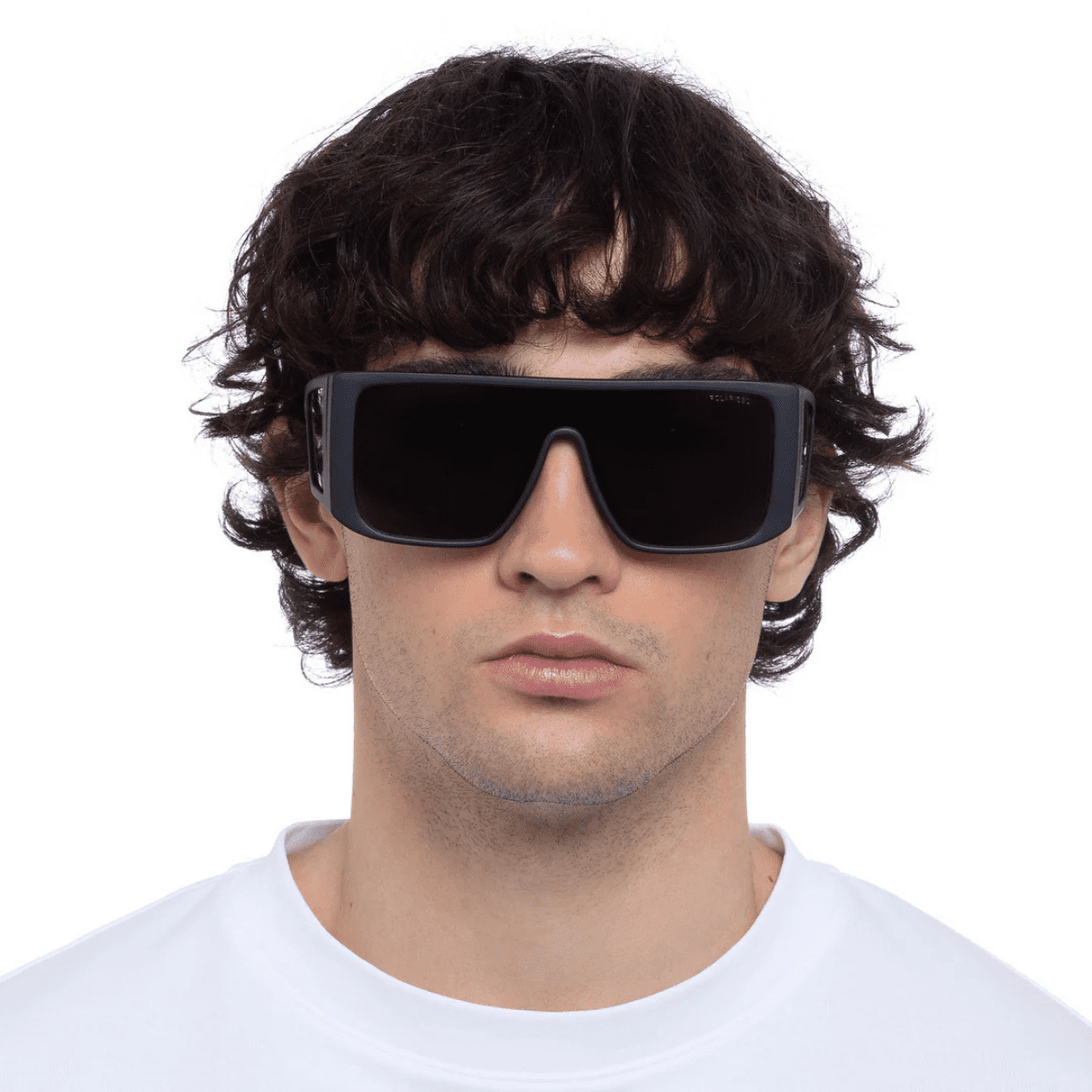 CANCER COUNCIL ELGIN 2359453 black rectangle wrap mens sunglass culture model front