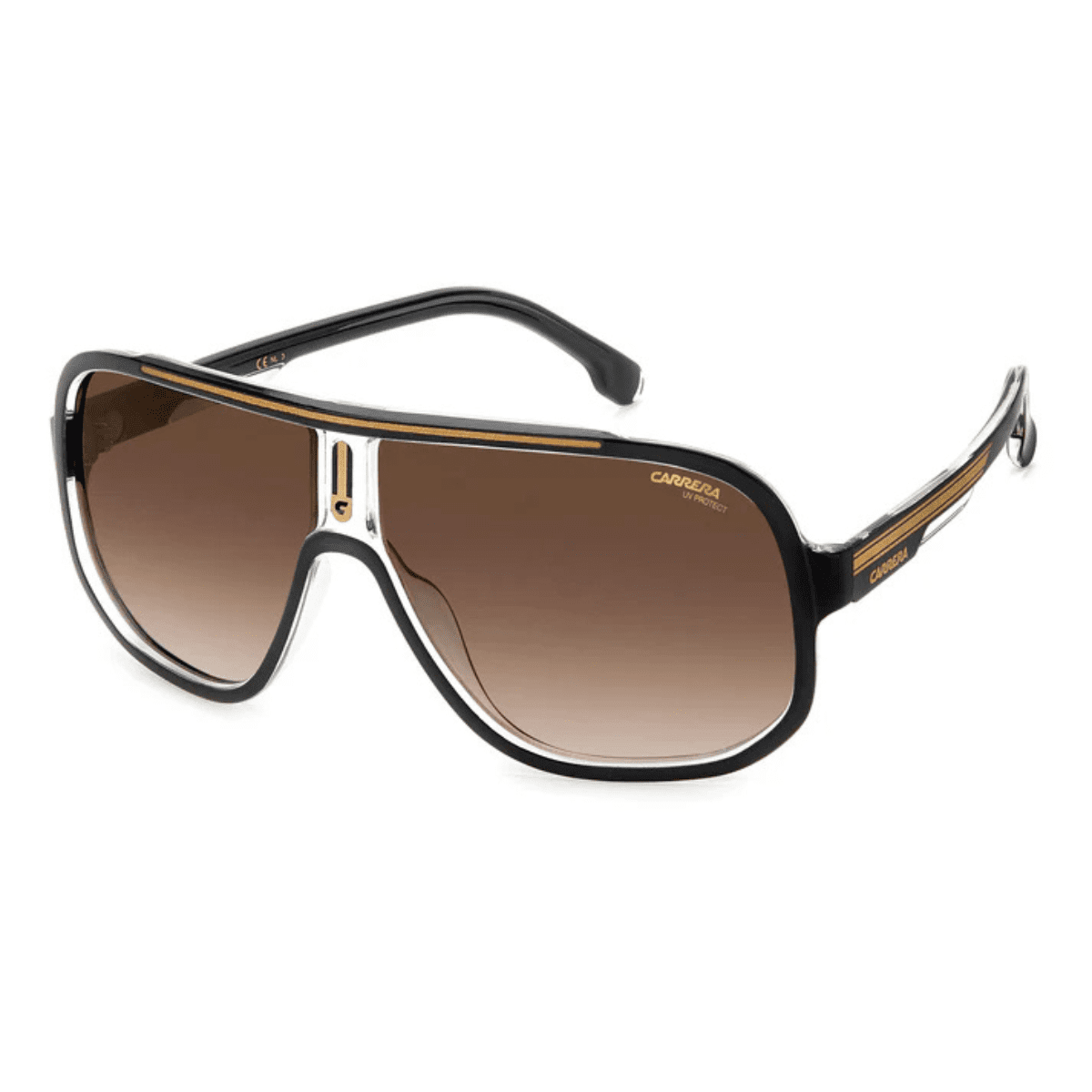 CARRERA 1058S 2M2 63 HA black brown gold mens shield sunglass culture side