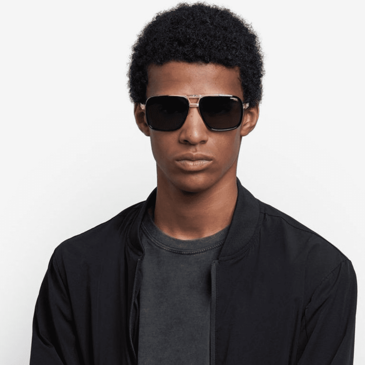 CARRERA 1071S 2M2 61 90 Black Gold Navigator Aviator square mens unisex sunglass culture front model wearing