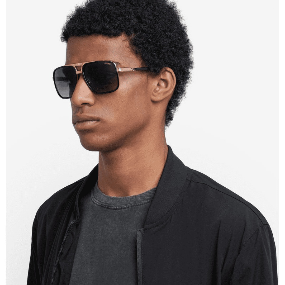 CARRERA 1071S 2M2 61 90 Black Gold Navigator Aviator square mens unisex sunglass culture side model wearing