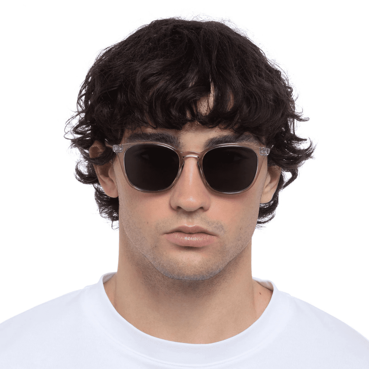 Cancer Council Cadens 2359490 Transparent Stone Khaki Polarised sunglass culture front male model unisex