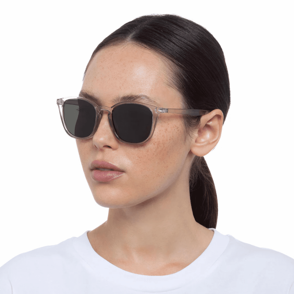 Cancer Council Cadens 2359490 Transparent Stone Khaki Polarised sunglass culture side female model
