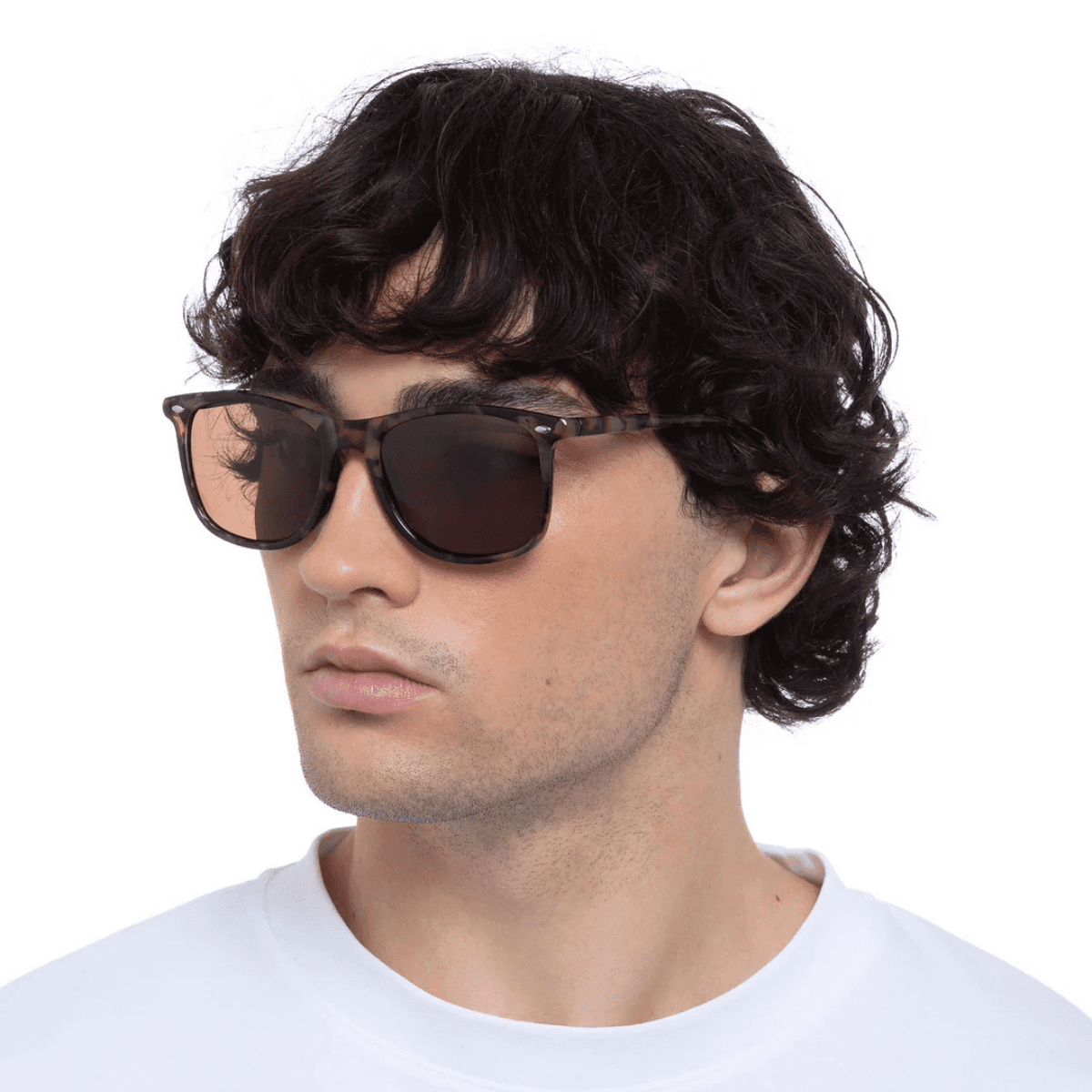 Cancer Council Enviro Khaki Tort 2359457 polarised square unisex sunglass culture side model male