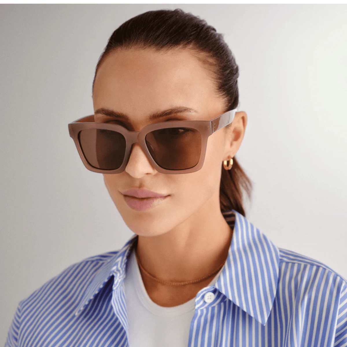 Cancer Council Springwood Hazelnut Polarised 2359485 large oversized square fashion classic womens sunglass culture side model female