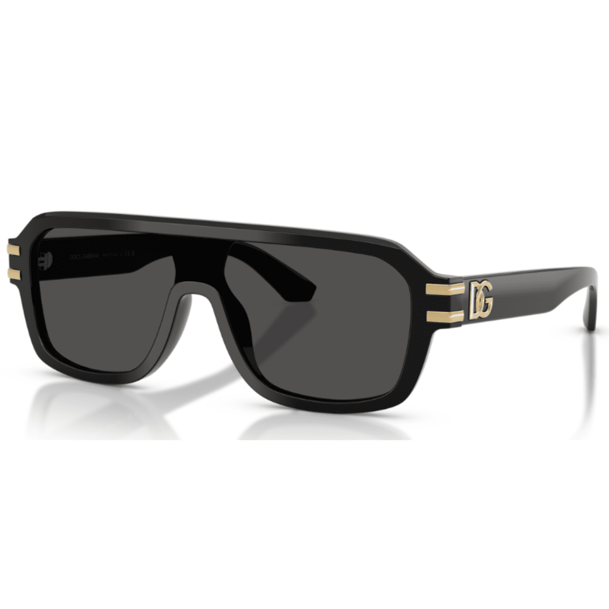 DOLCE GABBANA 4507 50187 27 shield unisex black gold front sunglass culture online store
