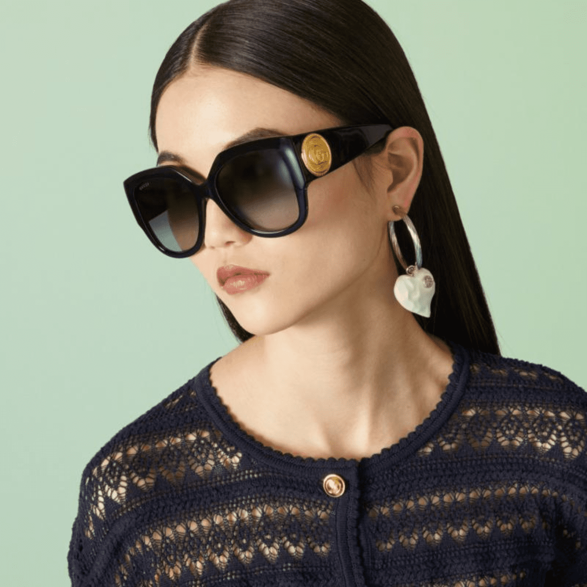 GG1407S gucci sunglass culture black gold logo model womens