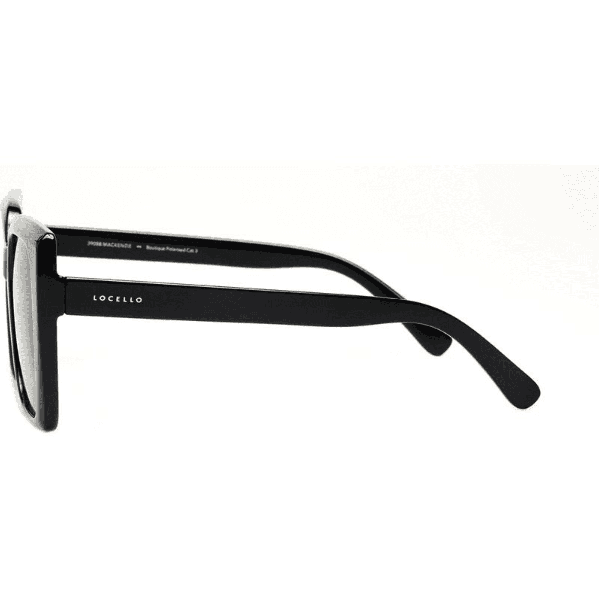 LOCELLO 3908B MACKENZIE oversized square womens black sunglass culture side arms temple
