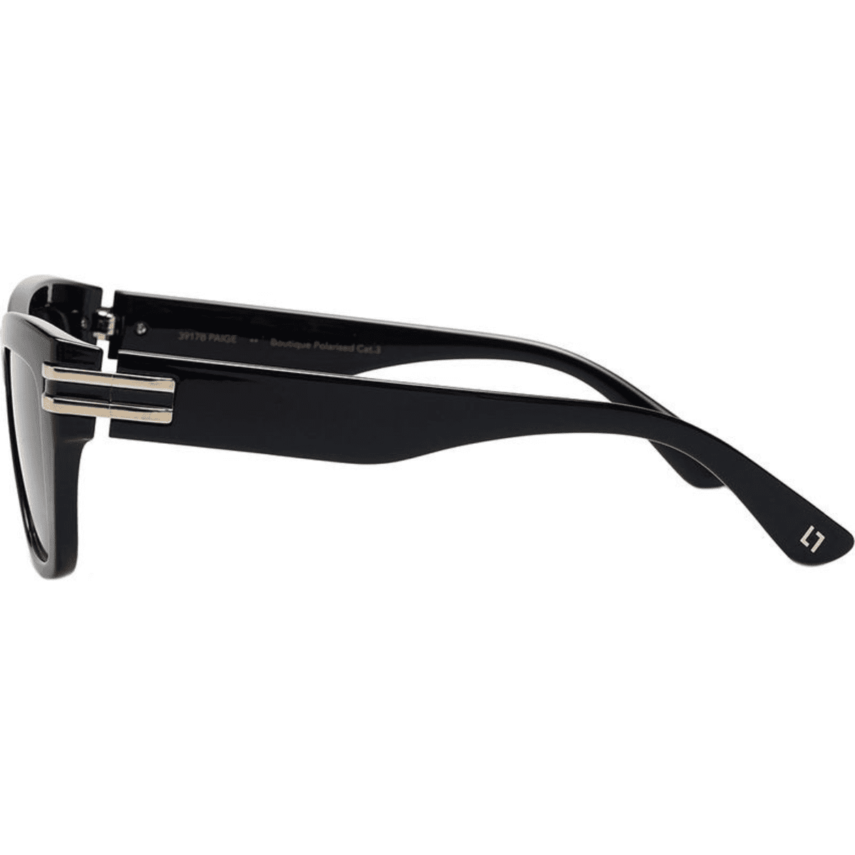 Locello Paige 3917B Black Polarised premium collection womens square cat eye sunglass side temples arm