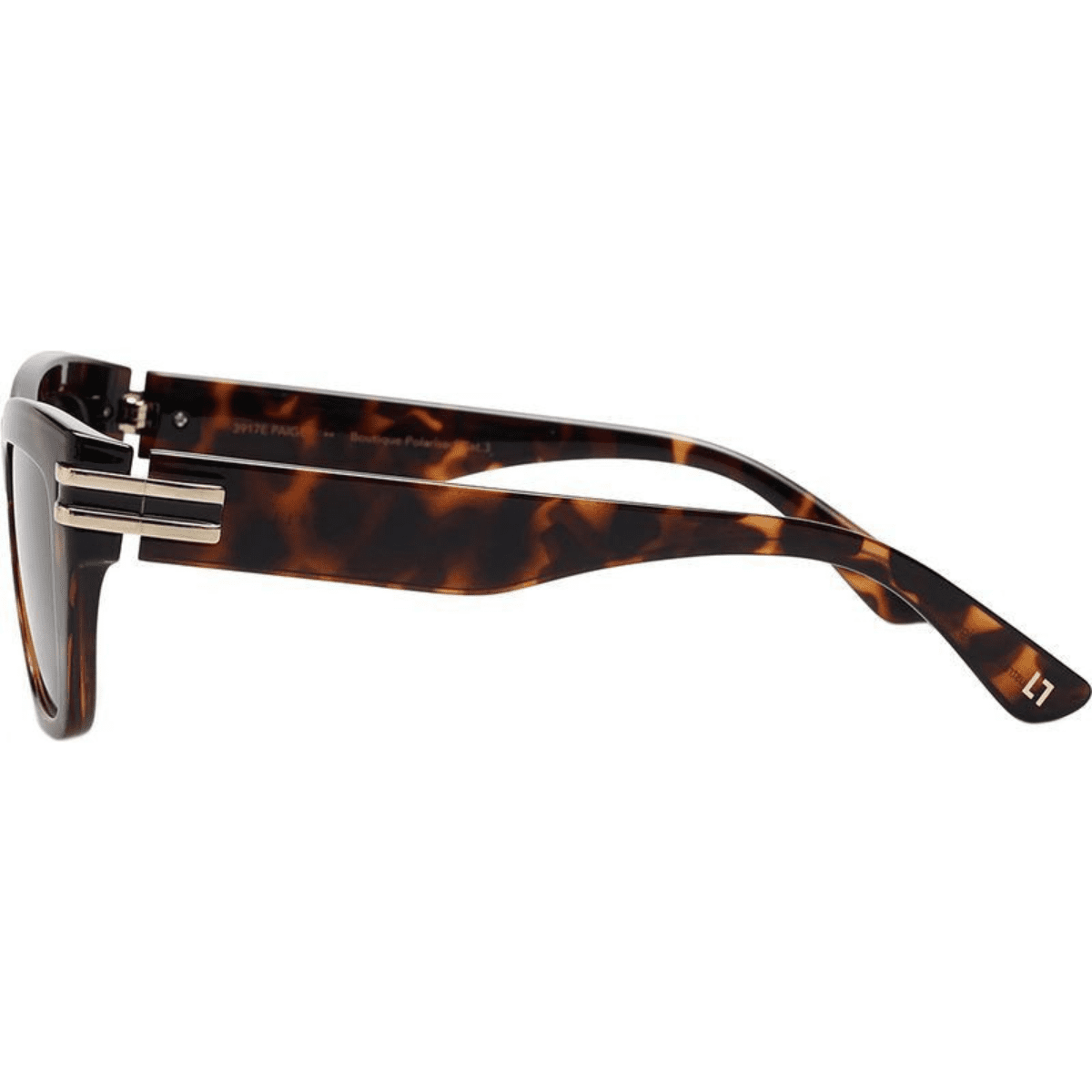 Locello Paige 3917E Tortoiseshell Brown Polarised cat eye squared rectangle sunglass culture side arm