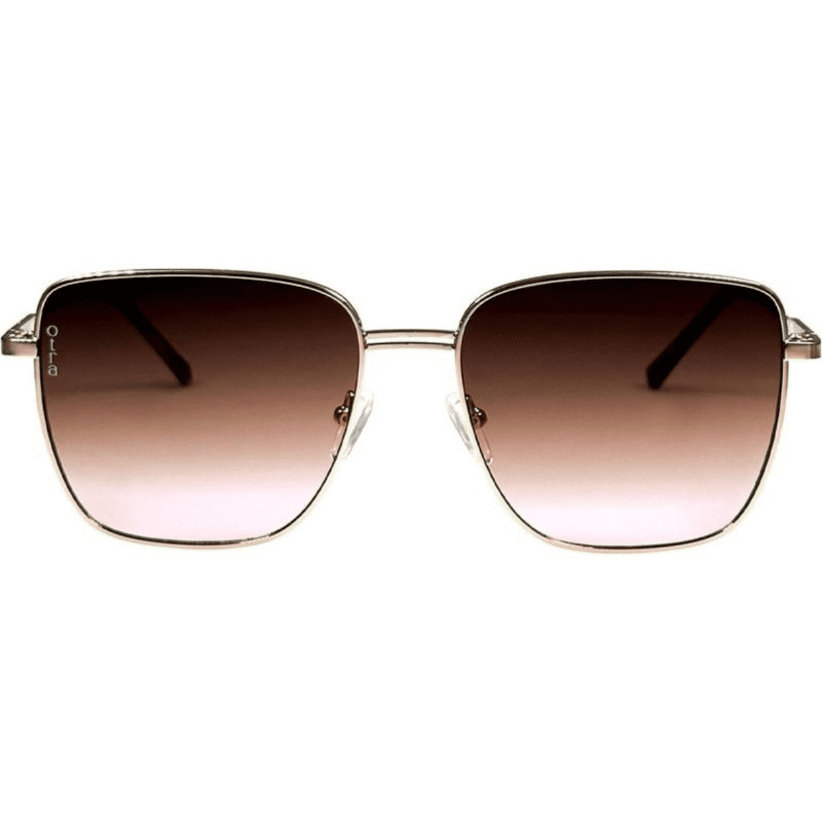 Otra eyewear rita gold brown rounded square metal womens sunglass culture front