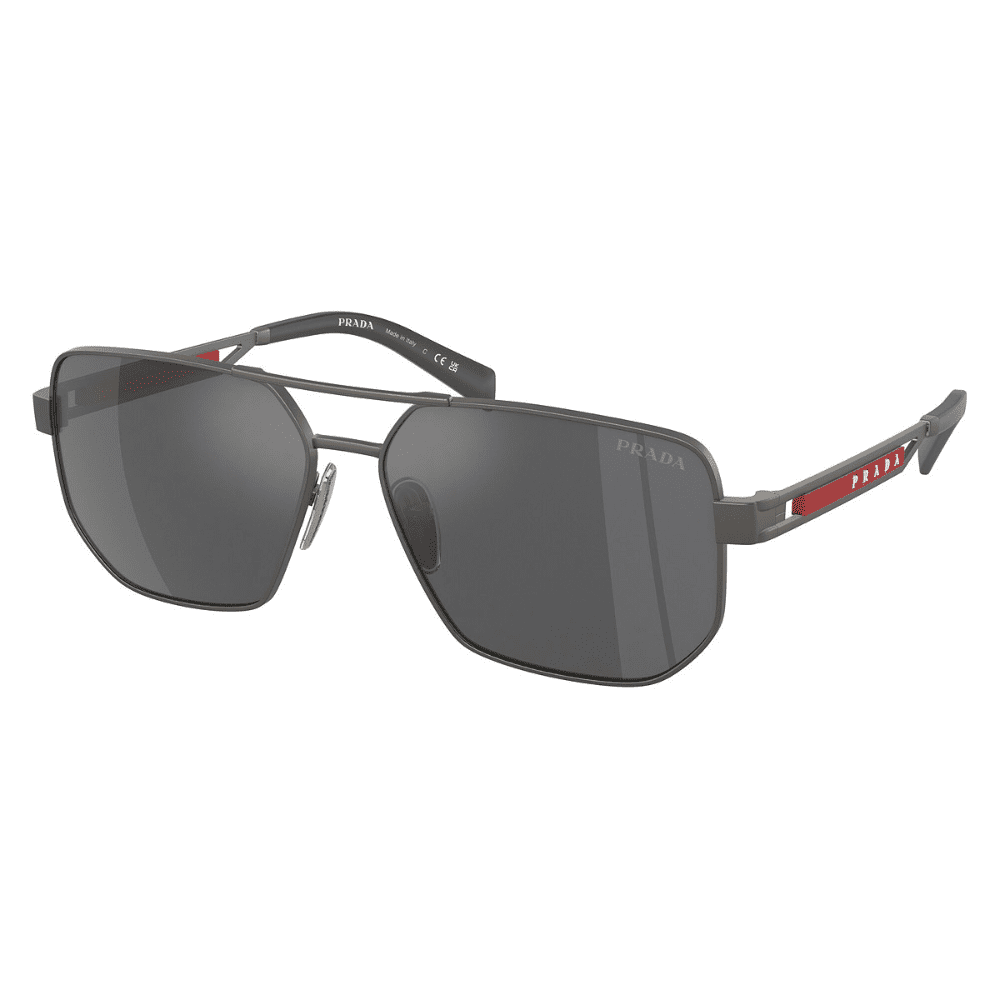 Prada PS 51ZS 19K60A 59 Gun Metal Grey Mirror Silver Lens
