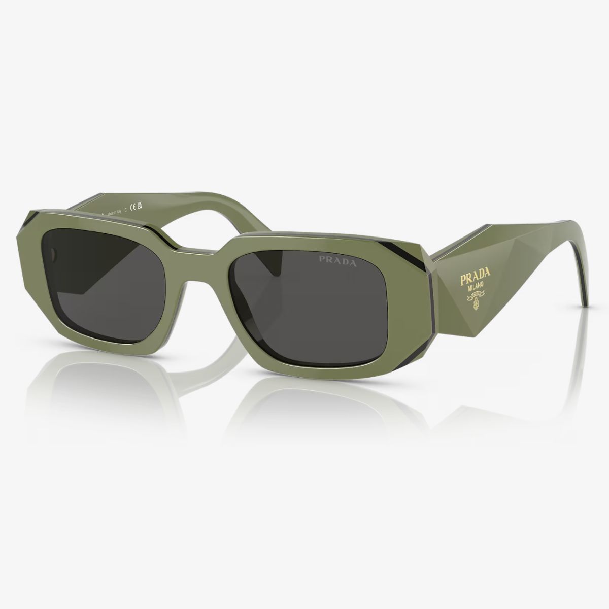 Prada PR17WS 13N5S049 Sage Green/Dark Grey rectangle sunglass culture side