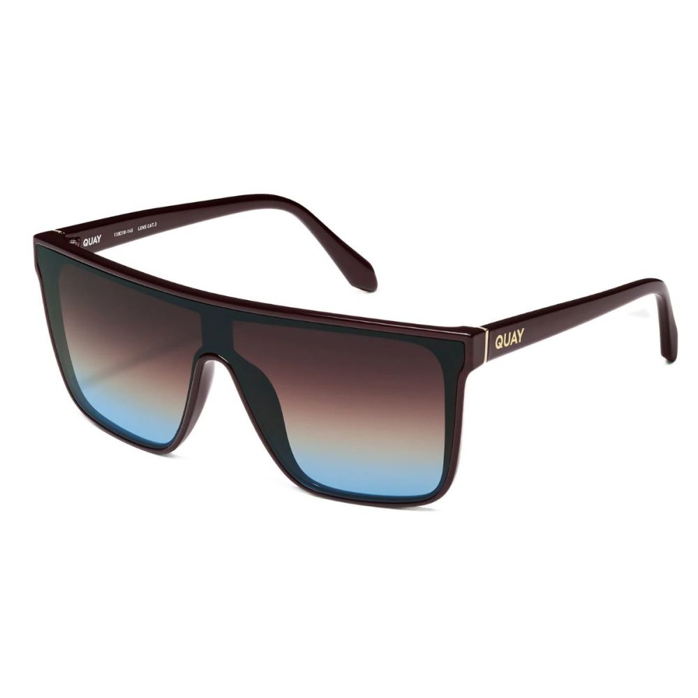 QUAY NIGHTFALL MEDIUM chocolate brown blue 78608 fade gradient flat top sunnies store coomera online sunglass culture side
