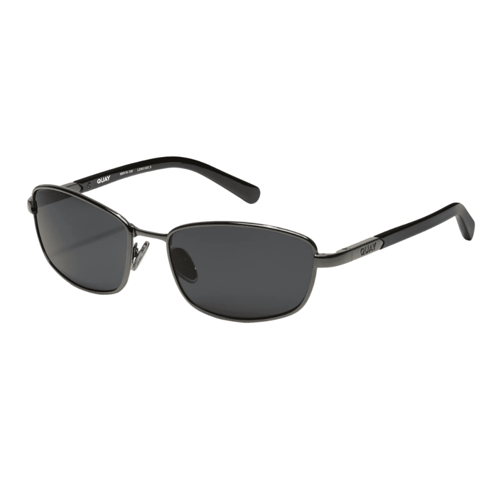 QUAY TEXT ME GUN SMK 78633 silver grey metal sunglass slim side sunnies sunglass culture coomera
