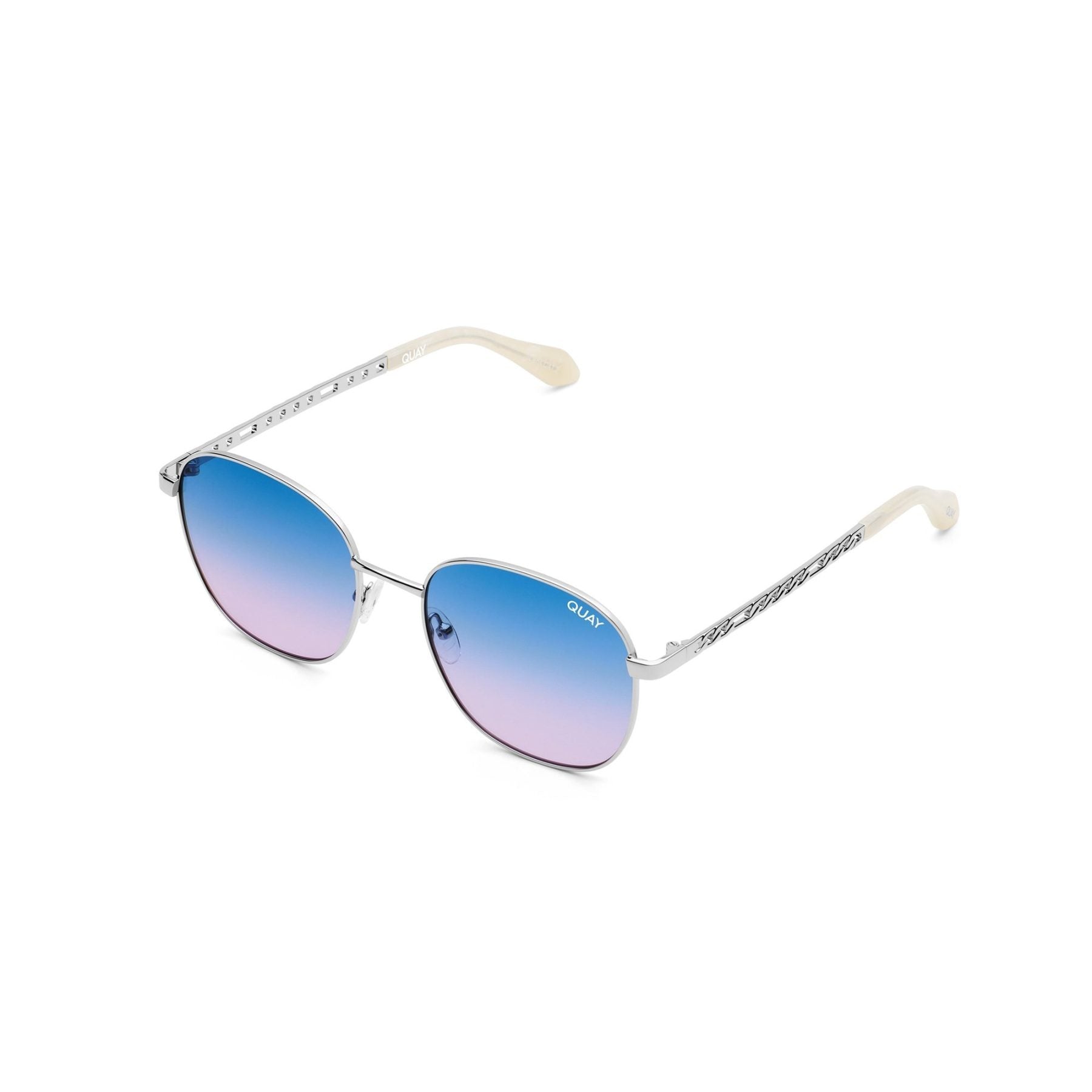 Quay Jezabell silver Blue Links Metal Gradient Womens Sunglass Culture Side