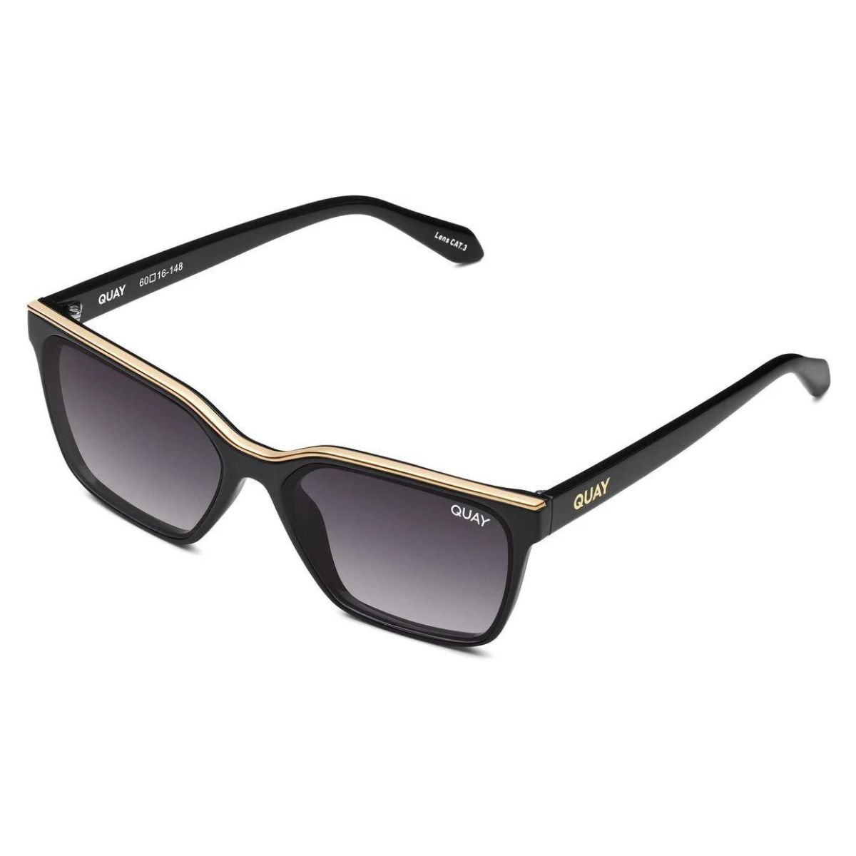 Quay Top Shelf Black Smoke Womens Rectangle Sunglass Culture Side