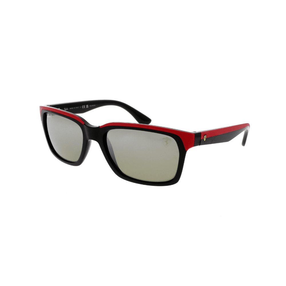 Ray-Ban RB4393-M FERRARI F601/5J 56 BLACK RED RUBBER GREY LENS