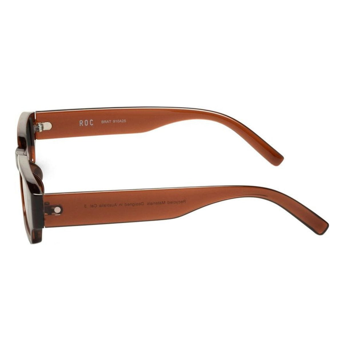 ROC 910A25 BRAT BROWN SMOKE rectangle sunglass culture side coomera arms