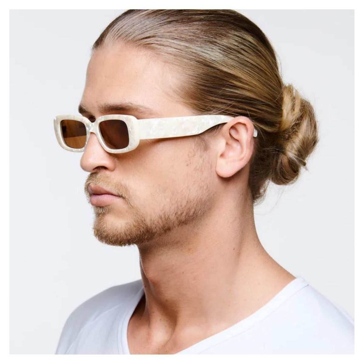Reality Eyewear Xray Specs Beige Shell/ Brown sunglass culture side male model unisex