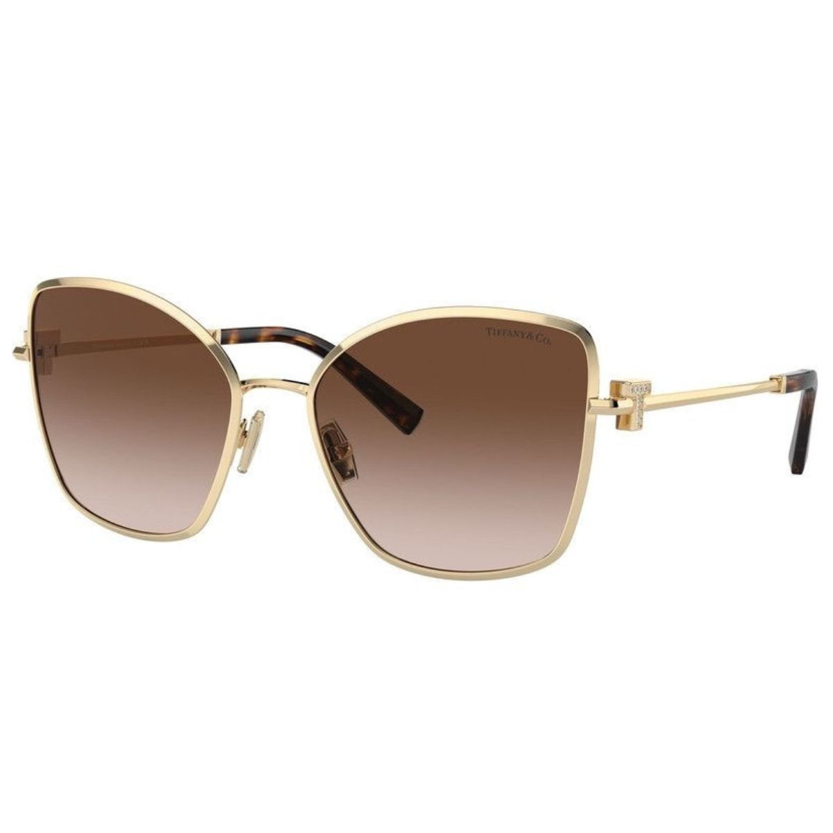 TIFFANY and co 3102B 61893B 58 PALE GOLD Brown Metal Butterfly Womens Sunglass Culture Side