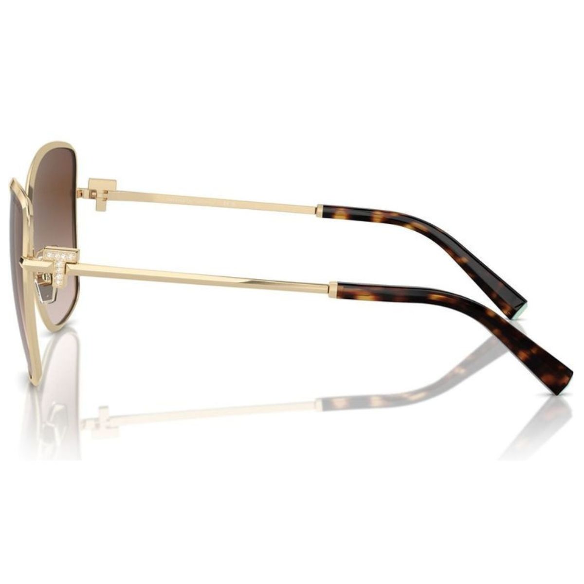 TIFFANY and co 3102B 61893B 58 PALE GOLD Brown Metal Butterfly Womens Sunglass Culture Temple