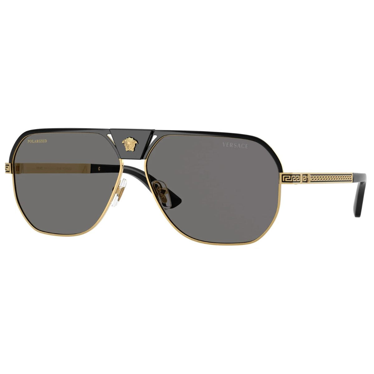 VE2294 100281 61 POLARARiSED Versace aviator unisex mens metal gold black grey sunglass culture