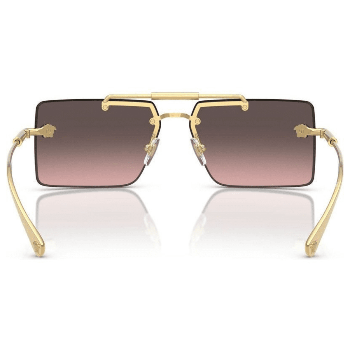 VERSACE 2245 100258 60 Gold grad lens pink silver rimless rectangle squar metal sunnies store coomera sunglass culture back