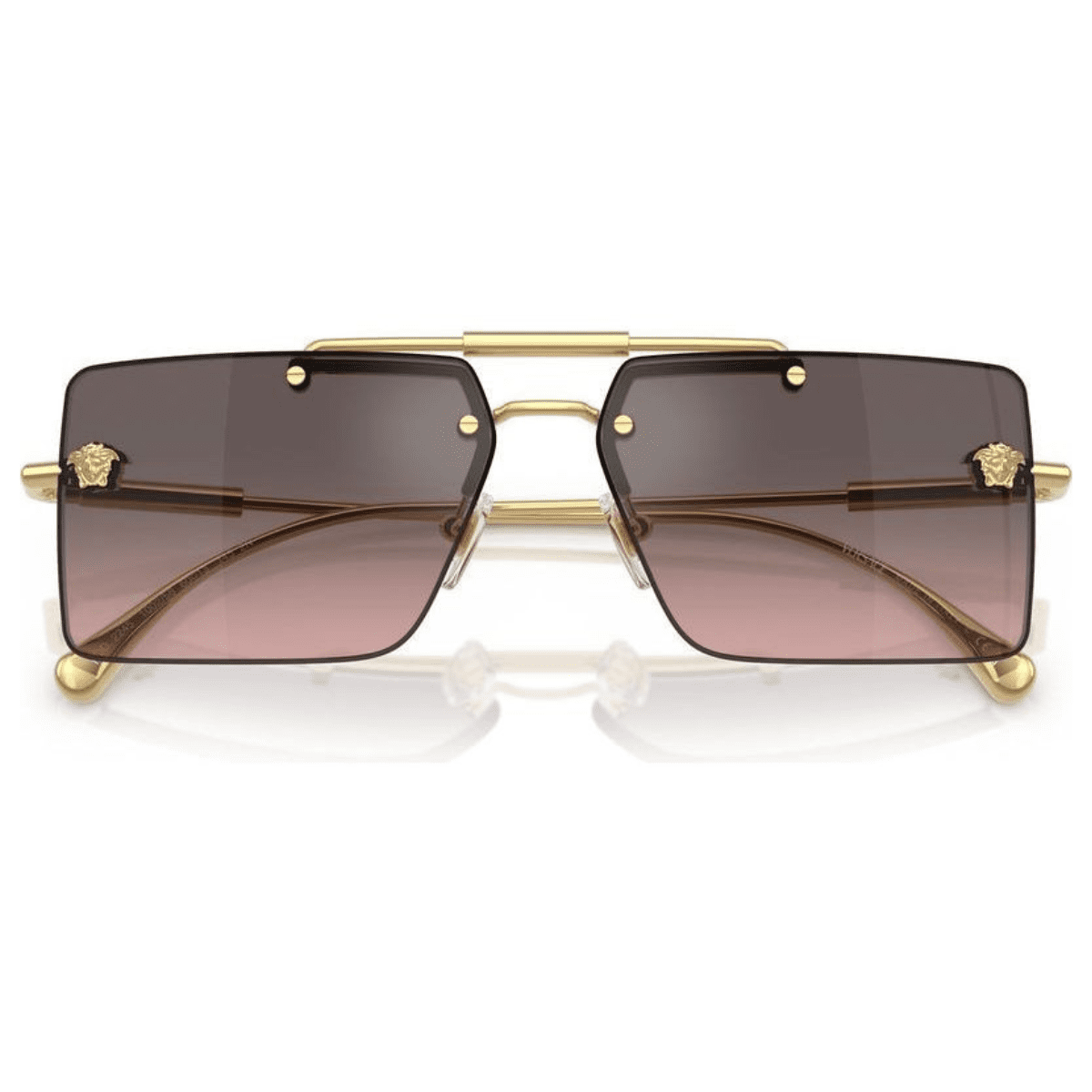 VERSACE 2245 100258 60 Gold grad lens pink silver rimless rectangle squar metal sunnies store coomera sunglass culture folded