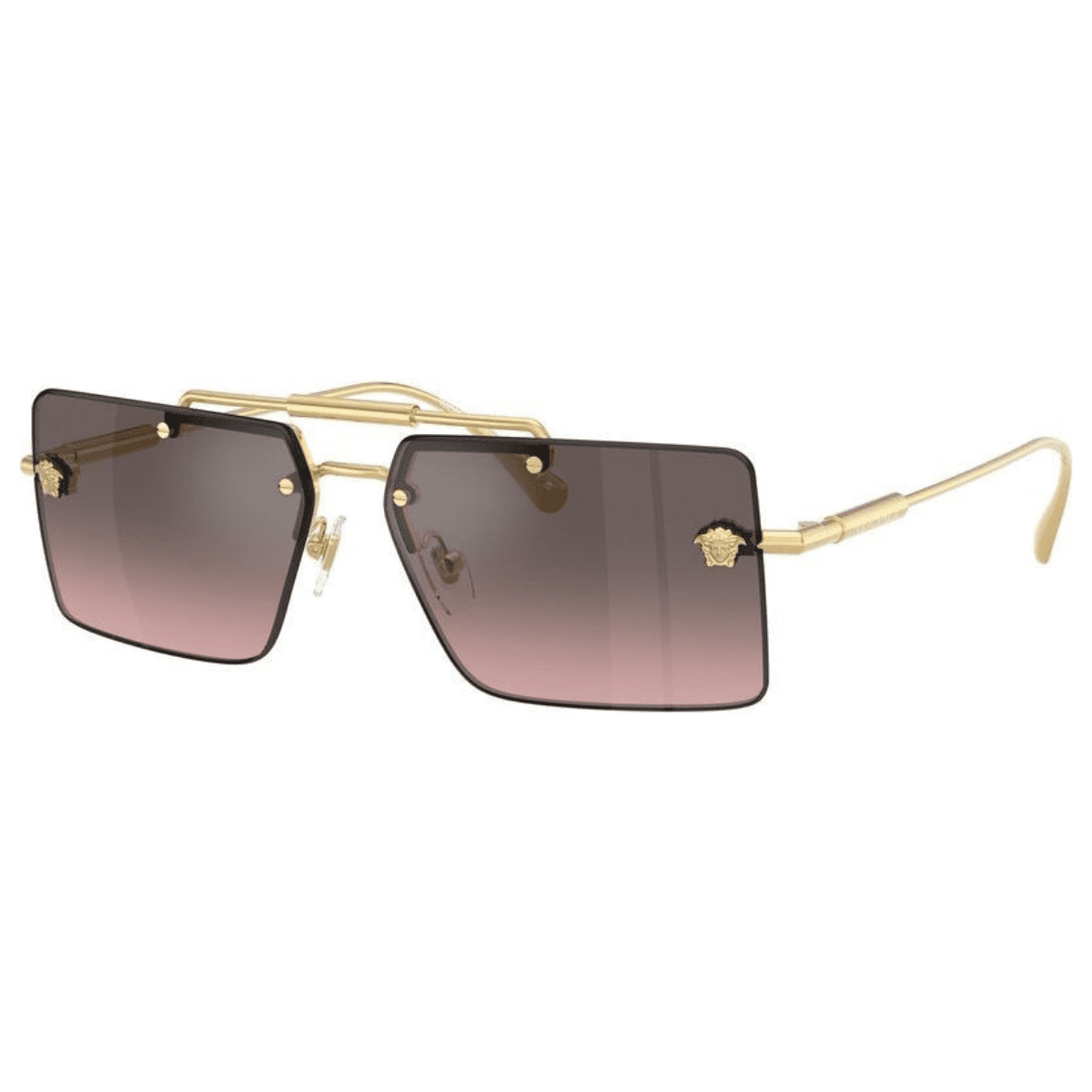 VERSACE 2245 100258 60 Gold grad lens pink silver rimless rectangle squar metal sunnies store coomera sunglass culture