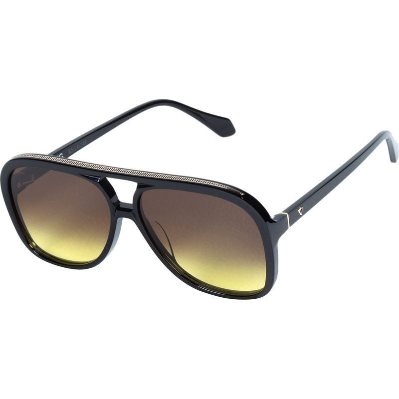 Valley Eyewear Bang S0577 Gloss Black with Gold Metal Trim/Brown to Yellow Gradient