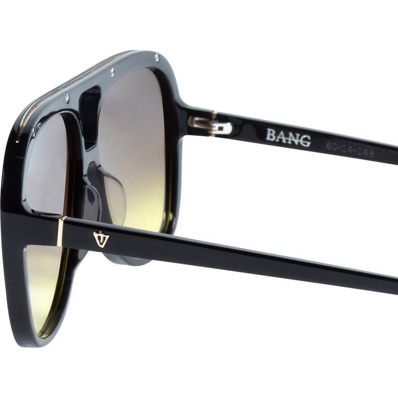 Valley Eyewear Bang S0577 Gloss Black with Gold Metal Trim/Brown to Yellow Gradient
