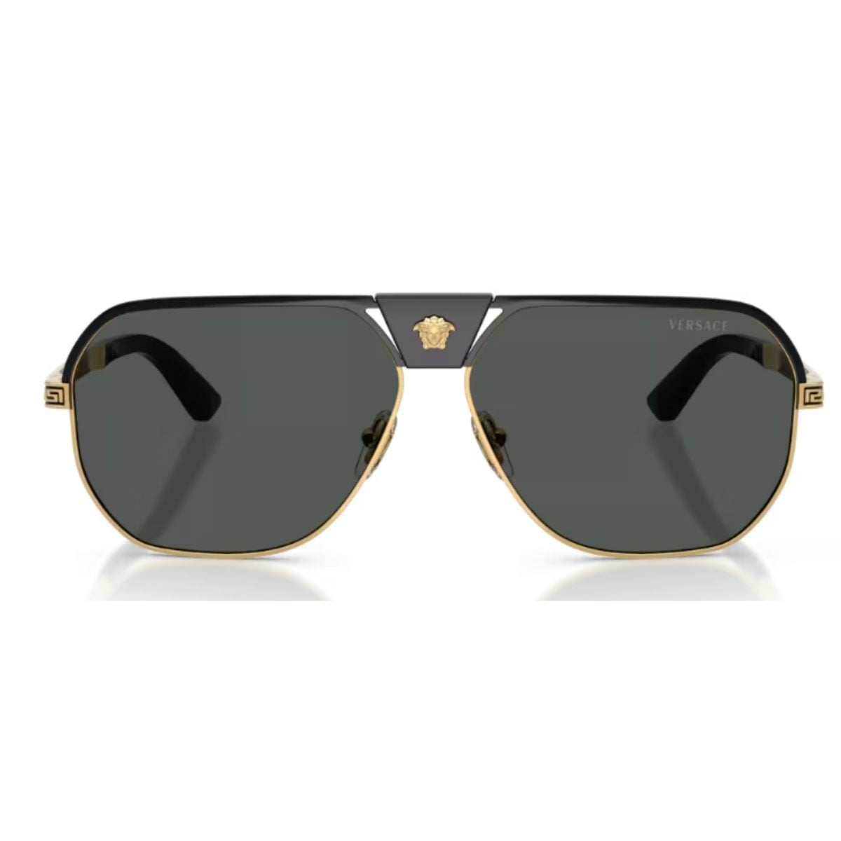 Versace VE2294 100287 61 Gold Black shield aviator metal sunglass culture luxury designer coomera front