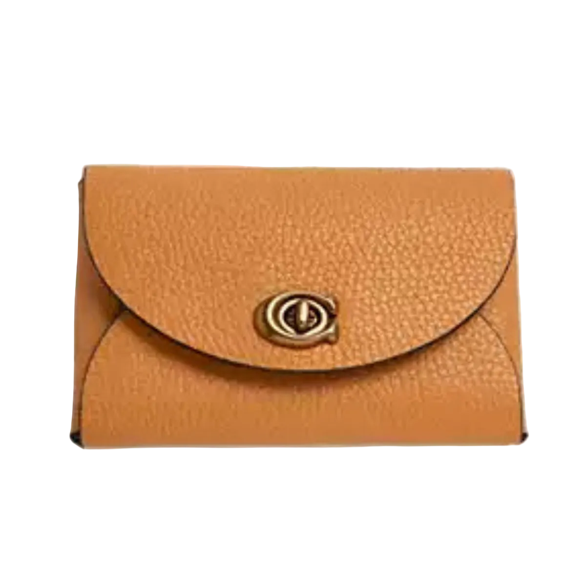 coach wallet card case turnlock tan