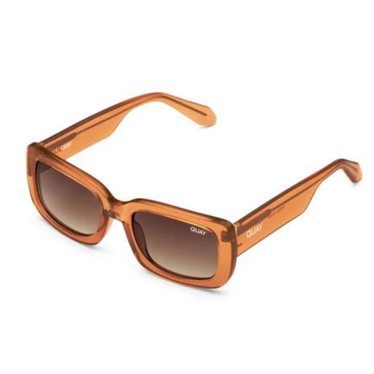 Quay Yada Yada Caramel Brown smoke rectangle unisex Sunglass Culture Side
