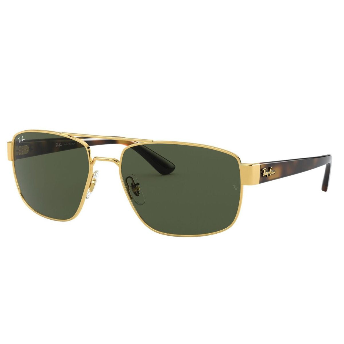 ray ban RB3663 001 31 60 navigator aviator square metal tort gold green g15 lens sunglass culture coomera westfield non polarised