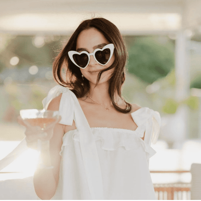 Heart Sunglasses in White/Black