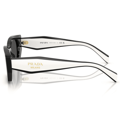 8056262397718 PRADA B05S 09Q082 53 black white geometric rectangle womens sunglass culture side arm