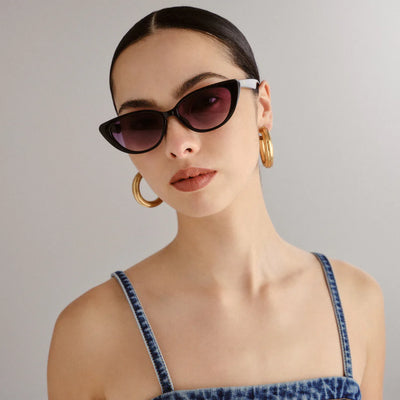 AIRE AMALTHEA 2542217 Black warm smoke gradient lens slim cateye womens sunglass culture