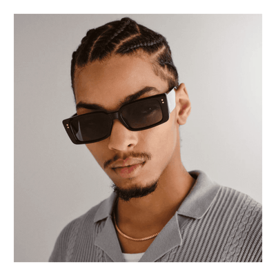 AIRE ORION 222552 BLACK BOLD RECTANGLE UNISEX SUNGLASS CULTURE SIDE MODEL DOWN