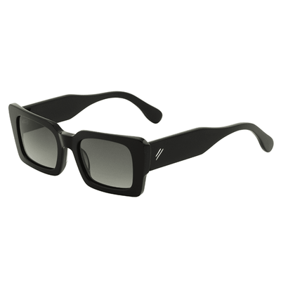 Bask Lou 58-0111 Shiny Black Polarised rectangle everyday Sunglass Culture side