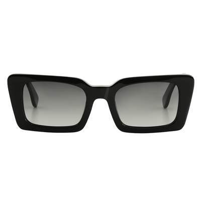 Bask Lou 58-0111 Shiny Black Polarised rectangle everyday Sunglass Culture front