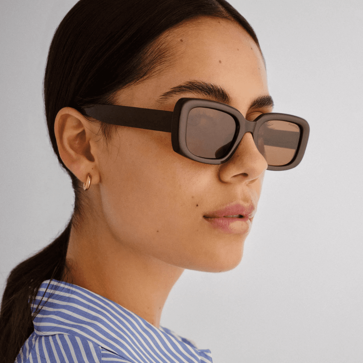 CANCER COUNCIL DABEE 2558890 CHOCOLATE rectangle puffy frame sunglass culture model view