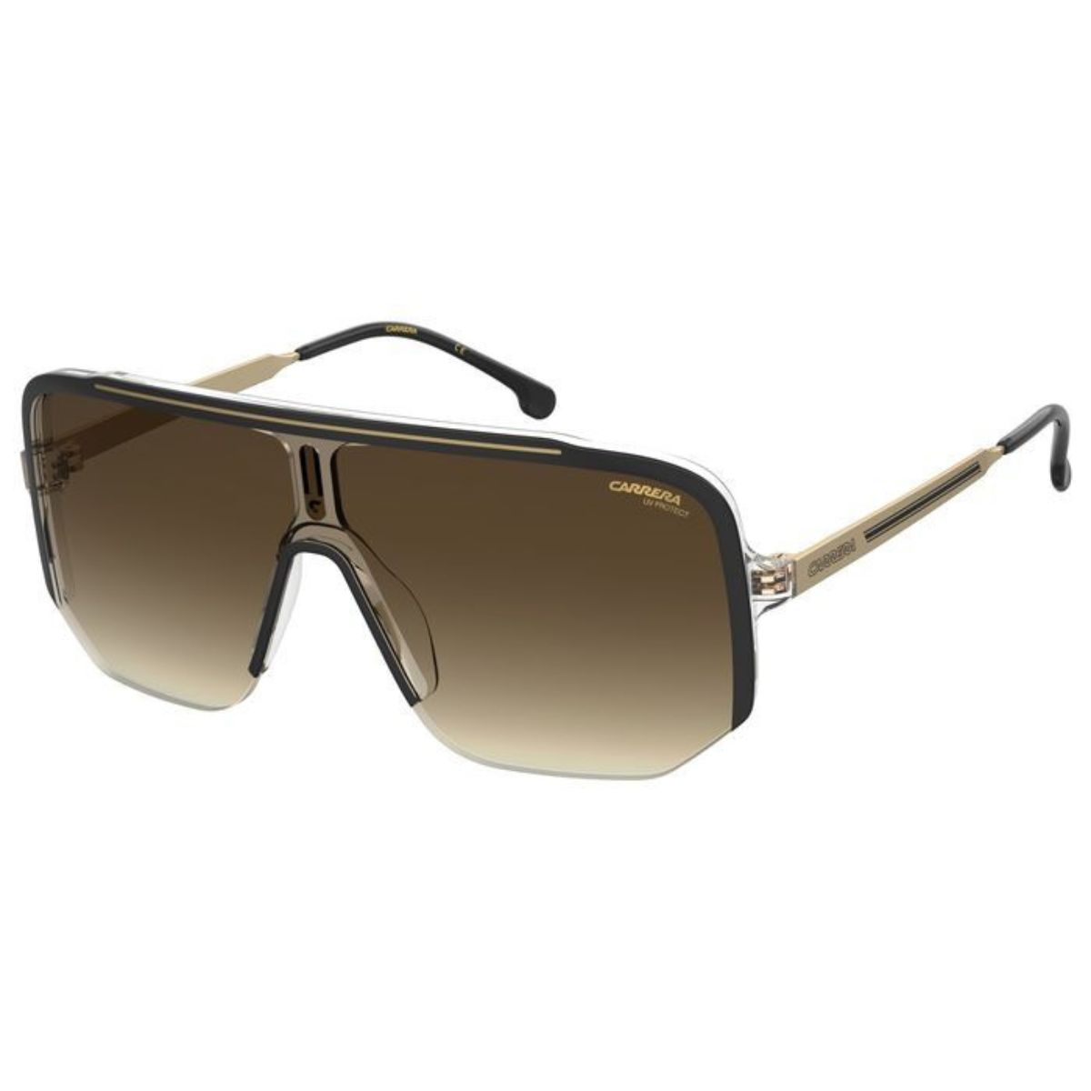 CARRERA 1060 2M2 99 HA Black / Gold / Brown Gradient Shield Unisex Sunglass Culture Side
