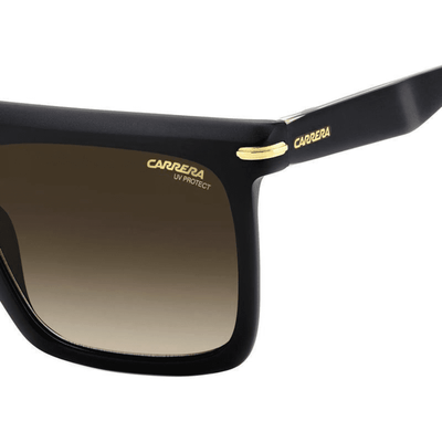 CARRERA 359S 44 56 86 black gold brown flat top square mens sunglass culture side temple hinge