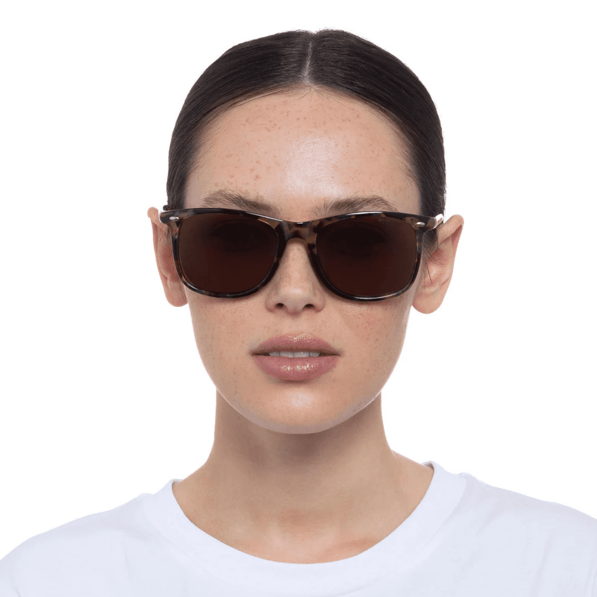 Cancer Council Enviro Khaki Tort 2359457 polarised square unisex sunglass culture front model female
