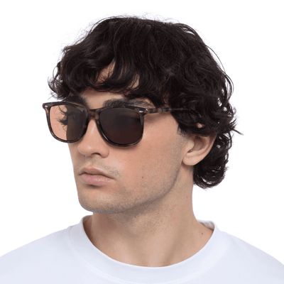 Cancer Council Enviro Khaki Tort 2359457 polarised square unisex sunglass culture side model male