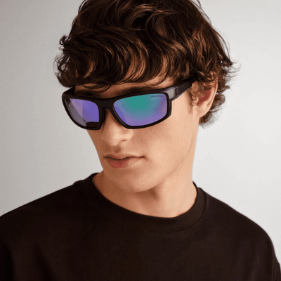 Cancer Council Kulnura 2558843 Black Mirror Blue Polarised sunglass culture side model